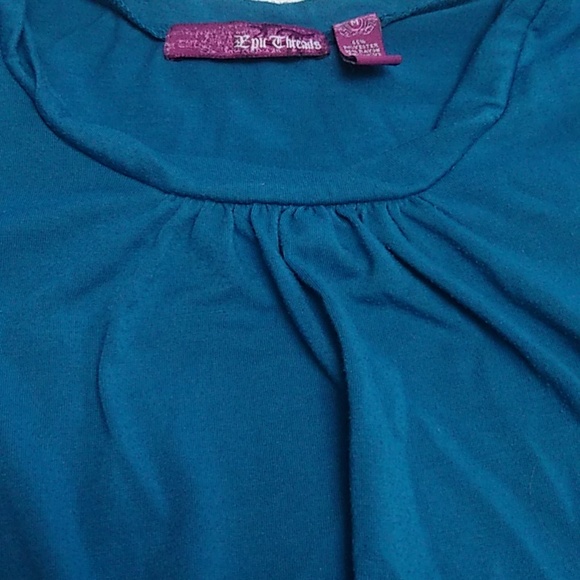 💙 Girls Teal Scrunch Cap Sleeve Top Size Medium - Picture 4 of 6
